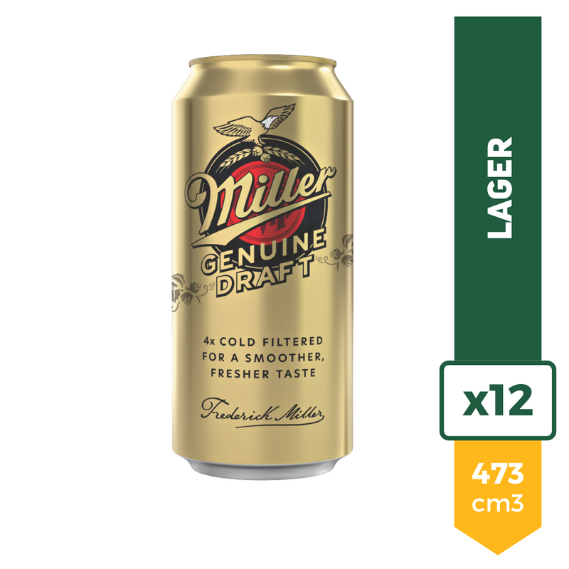Pack X12 Cerveza Miller Genuine Draft Lata 473ml