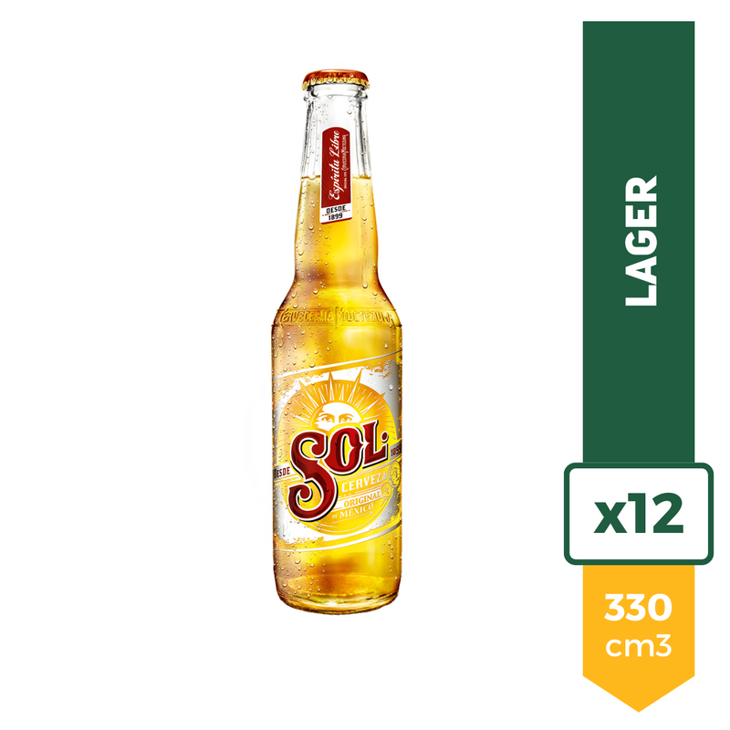 Pack X12 Cerveza Sol Rubia 330ml Porron