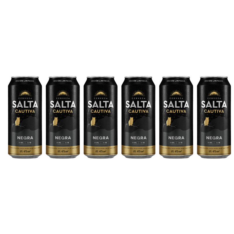 Pack X6 Cerveza Salta Cautiva Negra Lata 473ml