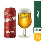 Pack X18 Cerveza Imperial Roja Lata 473ml + Copa