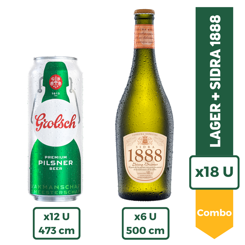 Cerveza Grolsch Lata 473ml X12 + Sidra 1888 500ml X6