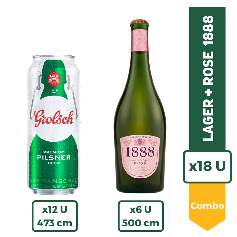 Cerveza Grolsch Lata 473ml X12 + Sidra 1888 Rose 500ml X6