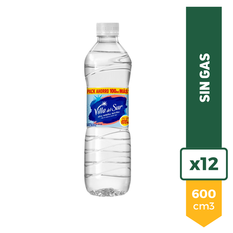 Agua Mineral Villa Del Sur Sin Gas 600ml Extra Size x12