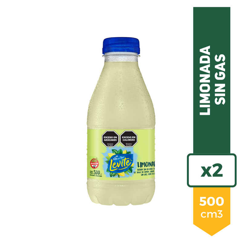 Agua Saborizada Levite Villa Del Sur Limonada Sin Gas 500ml x2