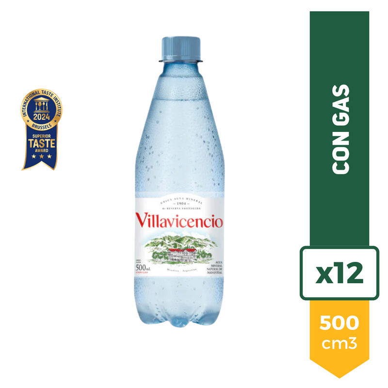 Agua Mineral Villavicencio Con Gas 500ml x12