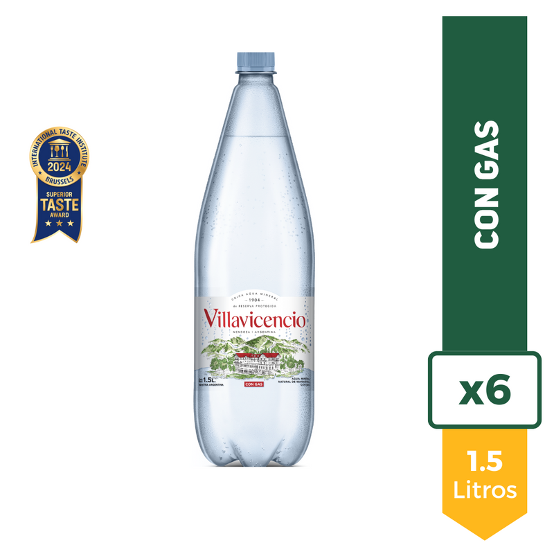 Agua Mineral Villavicencio Con Gas 1.5L x6