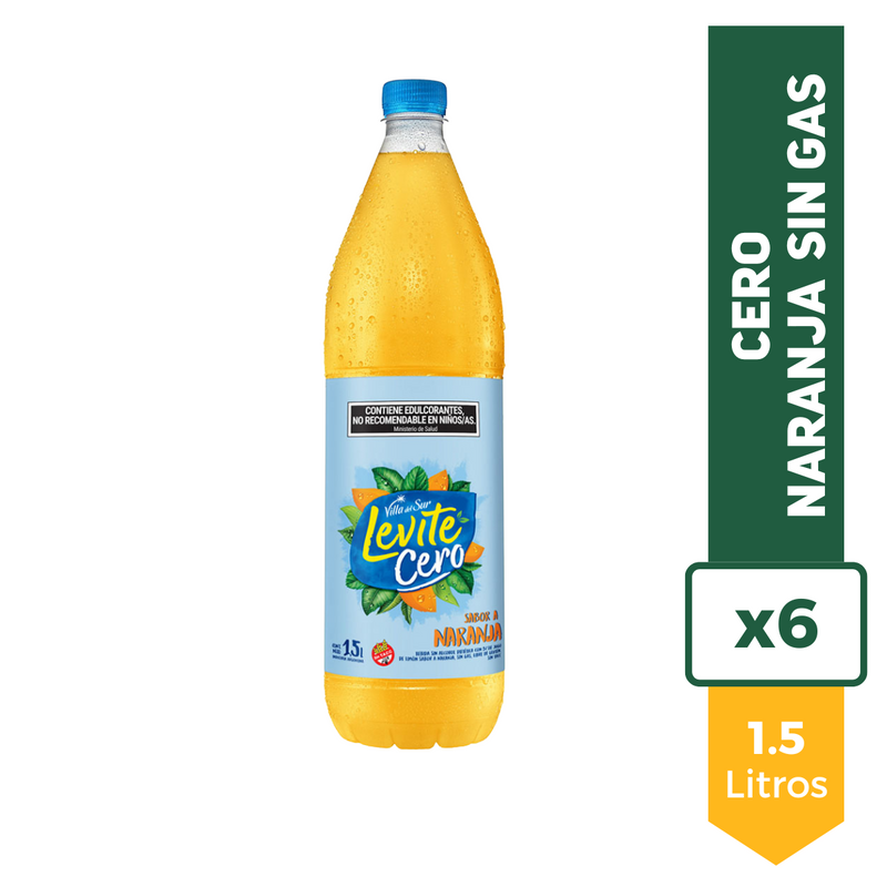 Agua Saborizada Levite Cero Naranja Sin Gas 1.5L x6