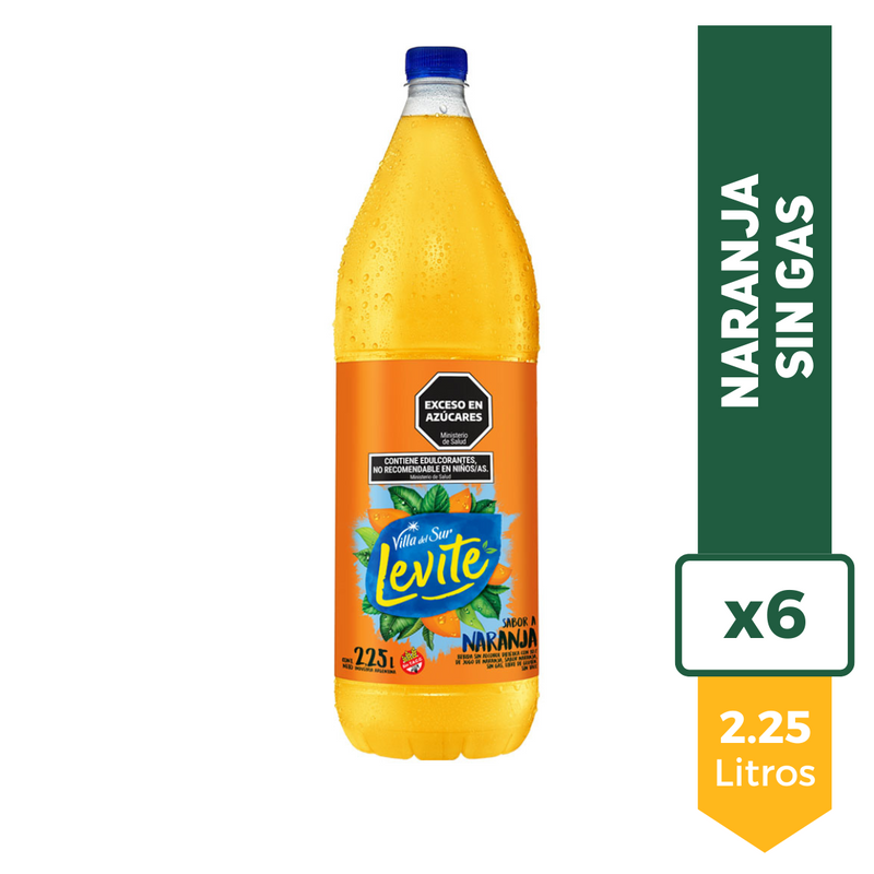 Agua Saborizada Levite Naranja Sin Gas 2.25L x6