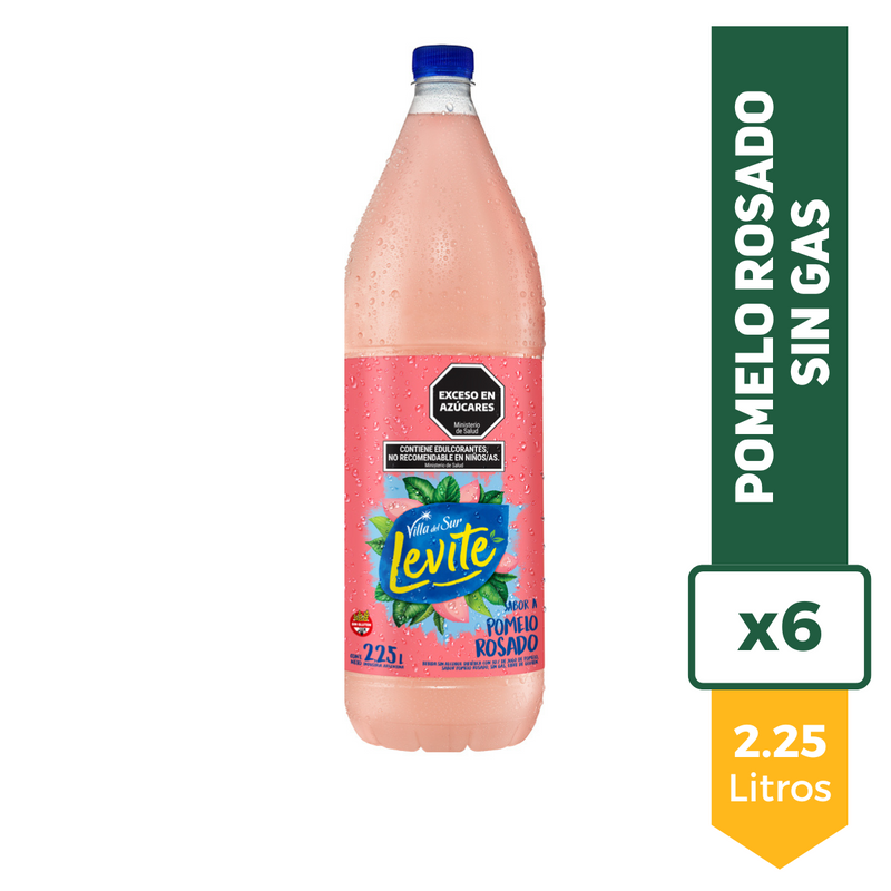 Agua Saborizada Levite Pomelo Rosado Sin Gas 2.25L x6