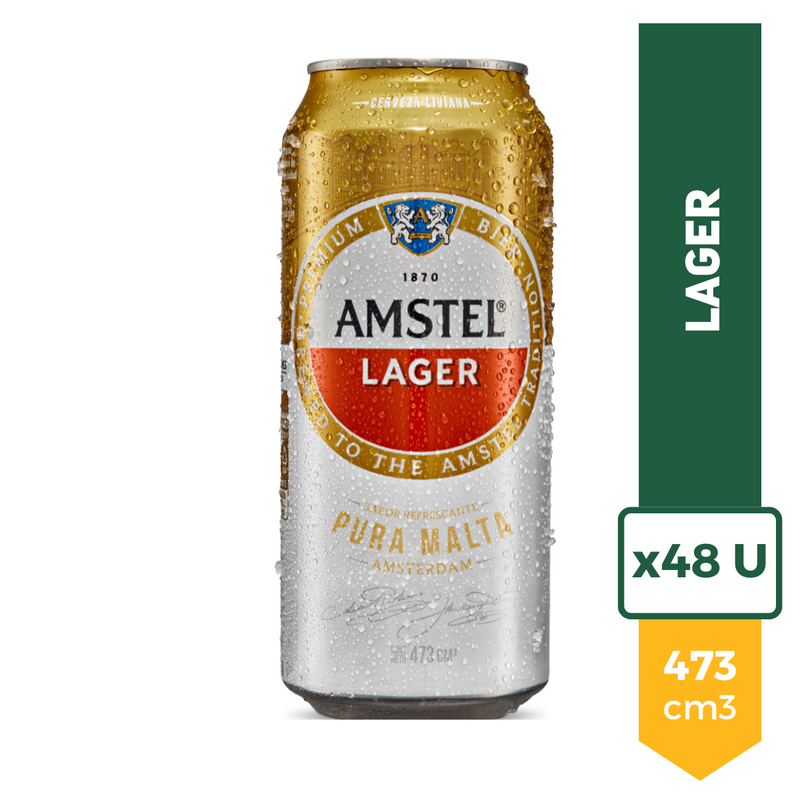 Pack x48 Cerveza Amstel Lager Lata 473ml