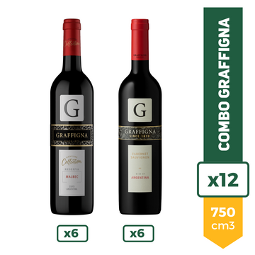 Combo Graffingna Malbec 750ml x6 + Cabernet Sauvignon 750ml x6