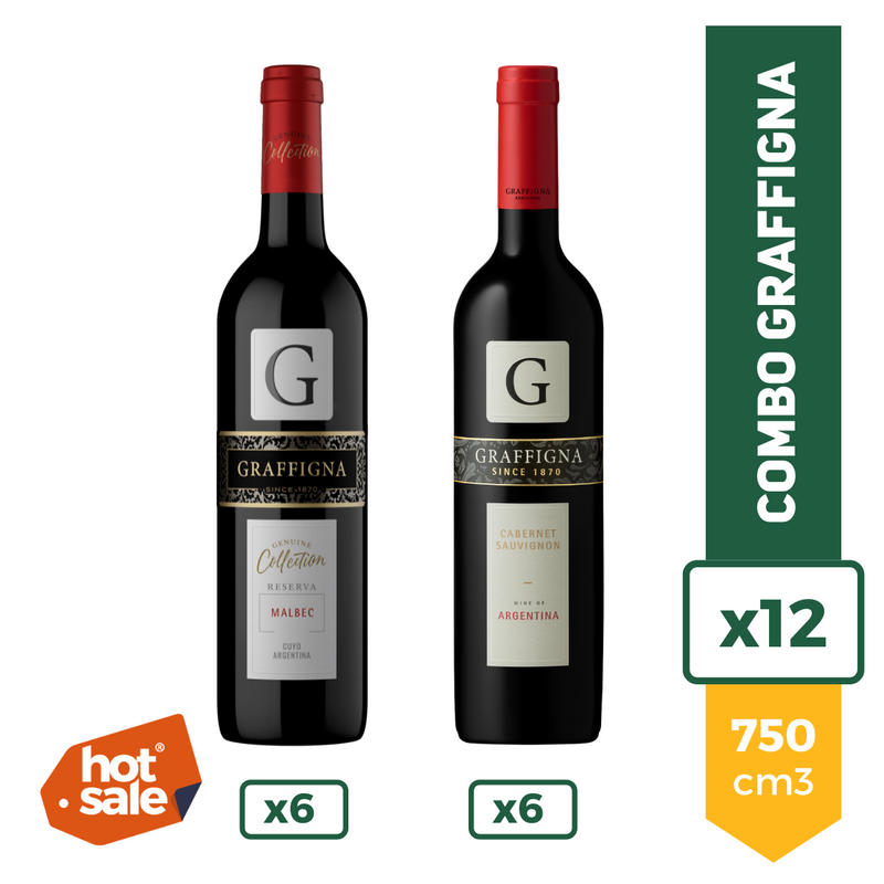 Combo Graffingna Malbec 750ml x6 + Cabernet Sauvignon 750ml x6