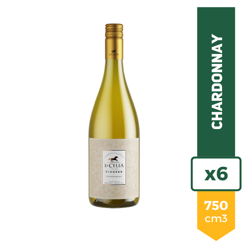 Caja X6 Vino La Celia Pioneer Chardonnay Blanco 750ml