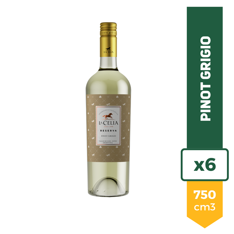 Caja X6 Vino La Celia Reserva Pinot Grigio Blanco 750ml