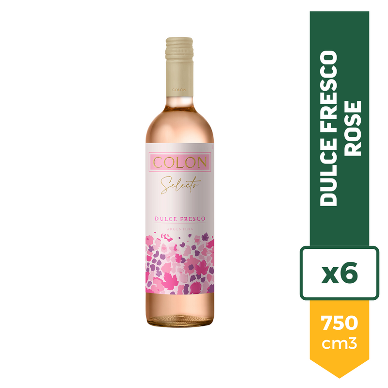 Caja X6 Vino Colon Selecto Dulce Fresco Rose 750ml