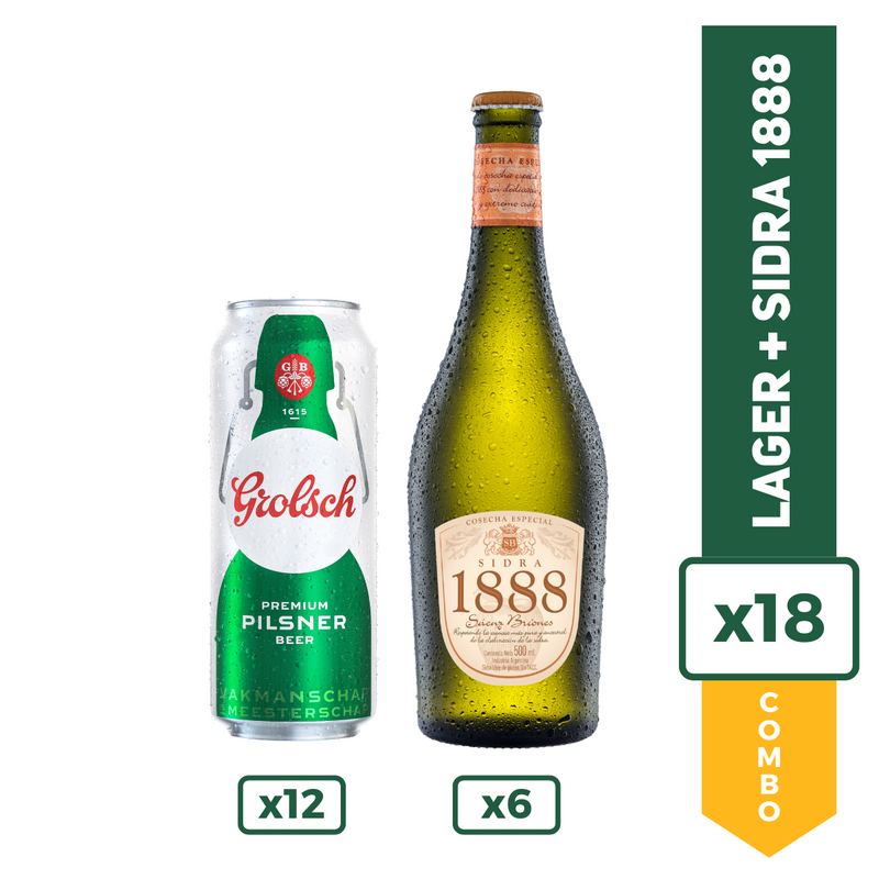 Cerveza Grolsch Lata 473ml X12 + Sidra 1888 500ml X6