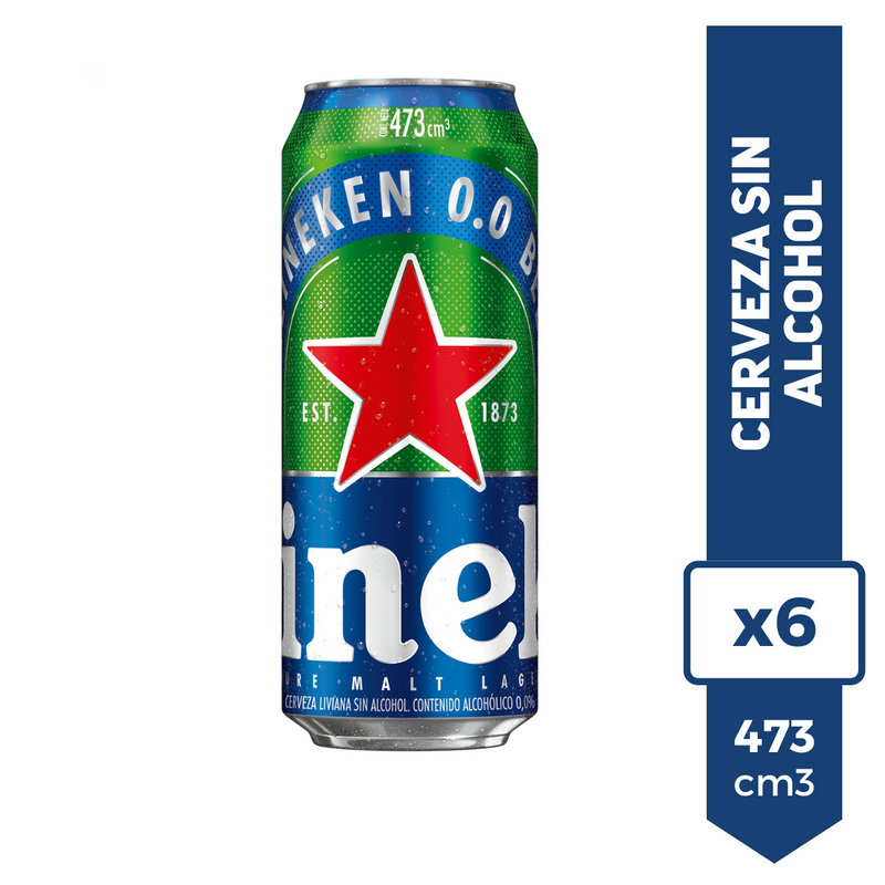Cerveza Heineken 0.0 Sin Alcohol 473ml x6
