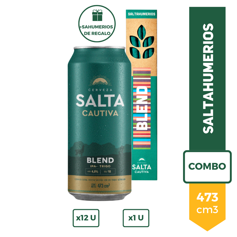 Pack X12 Cerveza Salta Cautiva Blend Lata 473ml + Sahumerios