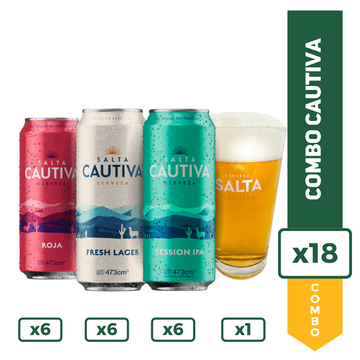 Combo Cautiva 473ml x18 + Vaso