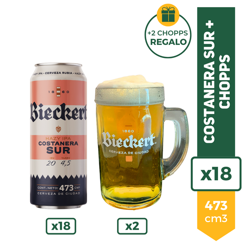 Cerveza Bieckert Hazy IPA Costanera Sur + 2 Chopps
