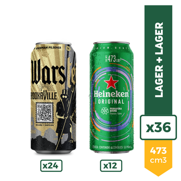 Heineken + Warsteiner: 24 latas de Warsteiner 473 ml + 12 latas de Heineken Original 473 ml – imagen 2