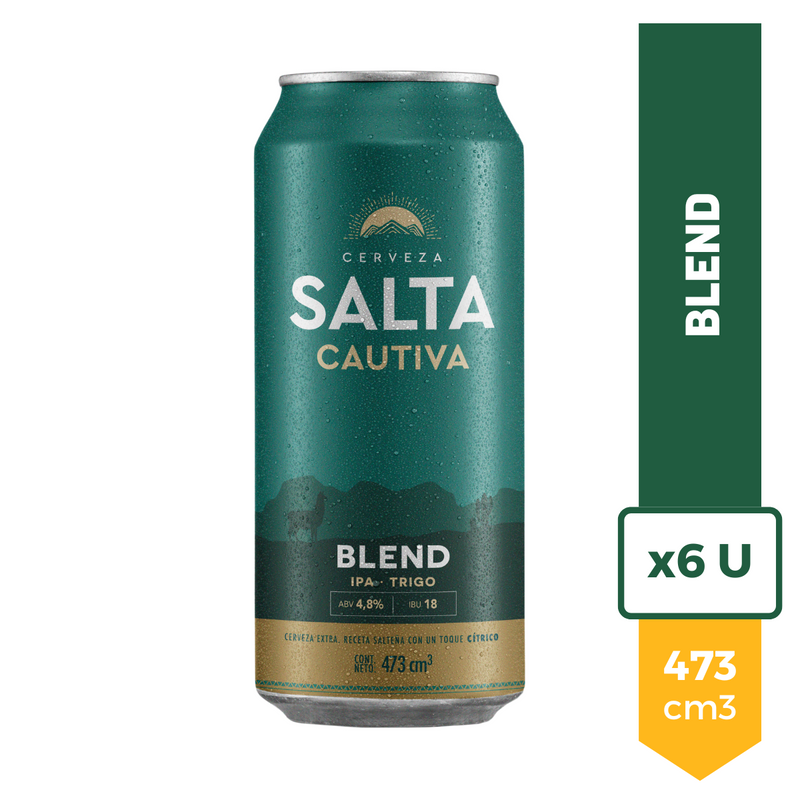 Pack X6 Cerveza Salta Cautiva Blend Lata 473ml