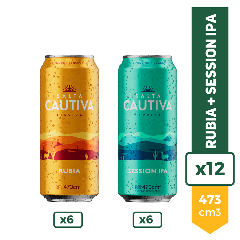 Salta Cautiva Rubia 473ml x6 +  Salta Cautiva Session IPA 473ml x6