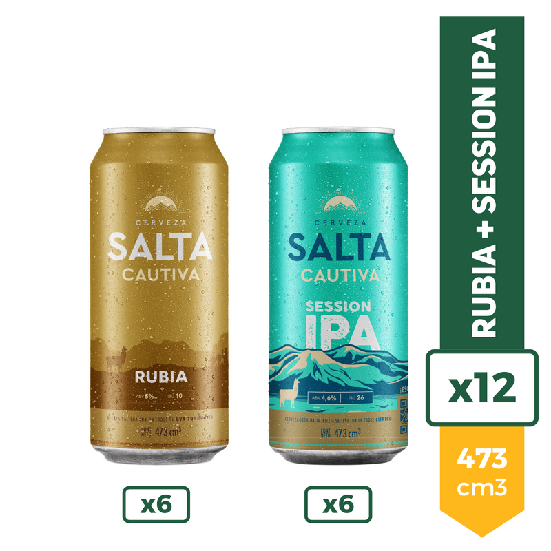 Salta Cautiva Rubia 473ml x6 +  Salta Cautiva Session IPA 473ml x6