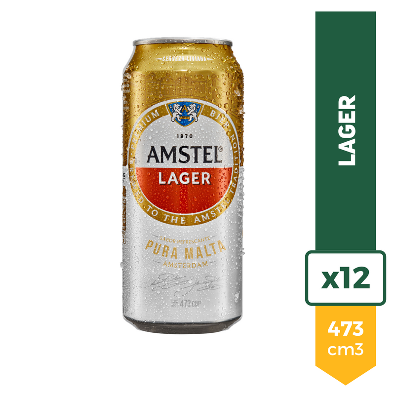 Pack X12 Cerveza Amstel Lager Lata 473ml