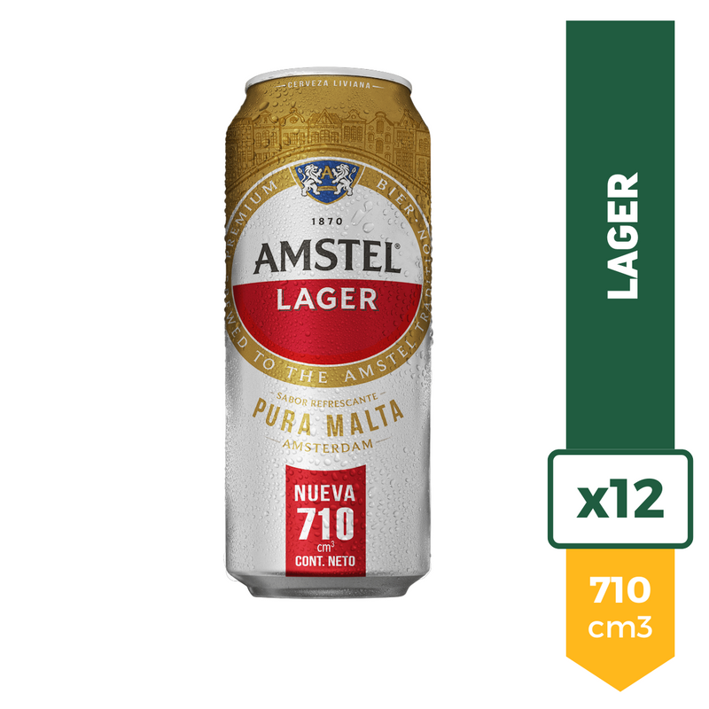 Pack X12 Cerveza Amstel Lager Lata 710ml