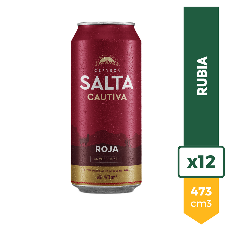 Pack X12 Cerveza Salta Cautiva Roja Lata 473ml