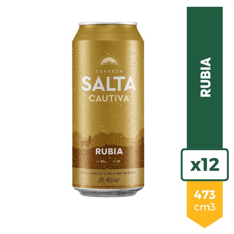 Pack X12 Cerveza Salta Cautiva Rubia Lata 473ml