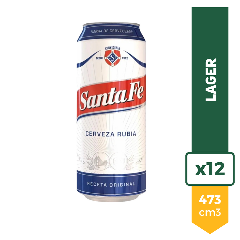 Pack X12 Cerveza Santa Fe Rubia Lata 473ml