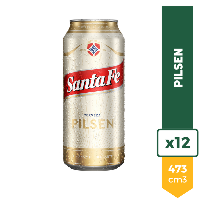 Cerveza Santa Fe Pilsen Lata 473ml Pack X12