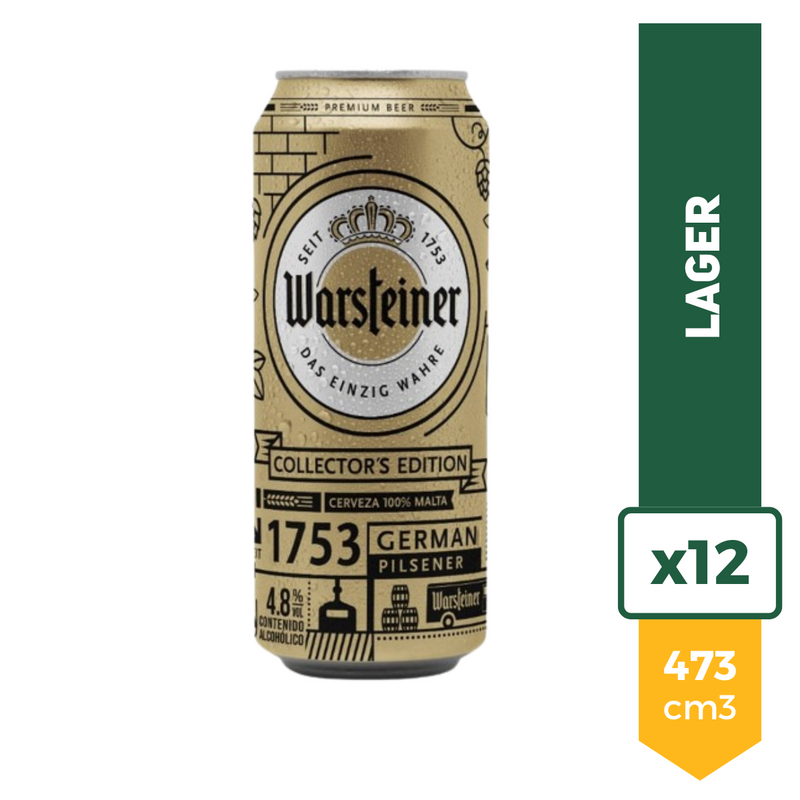 Pack X12 Cerveza Warsteiner Rubia Lata 473ml