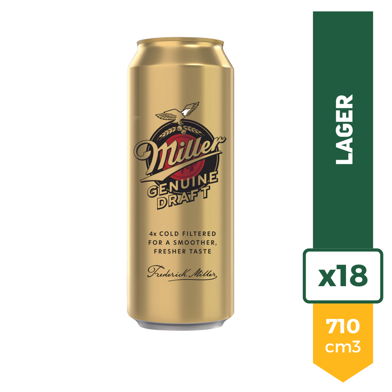 Pack X18 Cerveza Miller Genuine Draft Lata 710ml