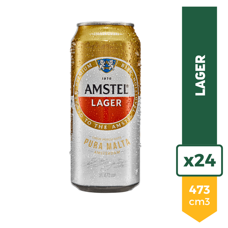 Pack X24 Cerveza Amstel Lager Lata 473ML