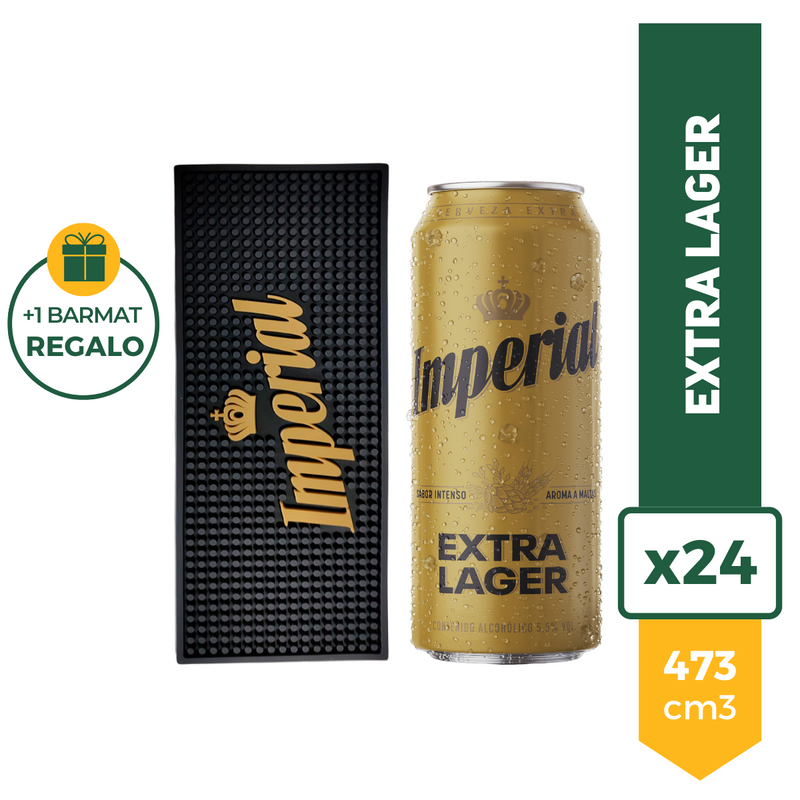 Pack X24 Cerveza Imperial Lager Lata 473ml + Barmat