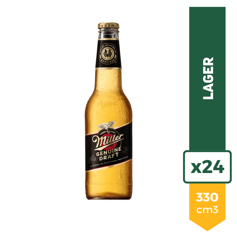 Pack X24 Cerveza Miller Rubia 330ml Porron