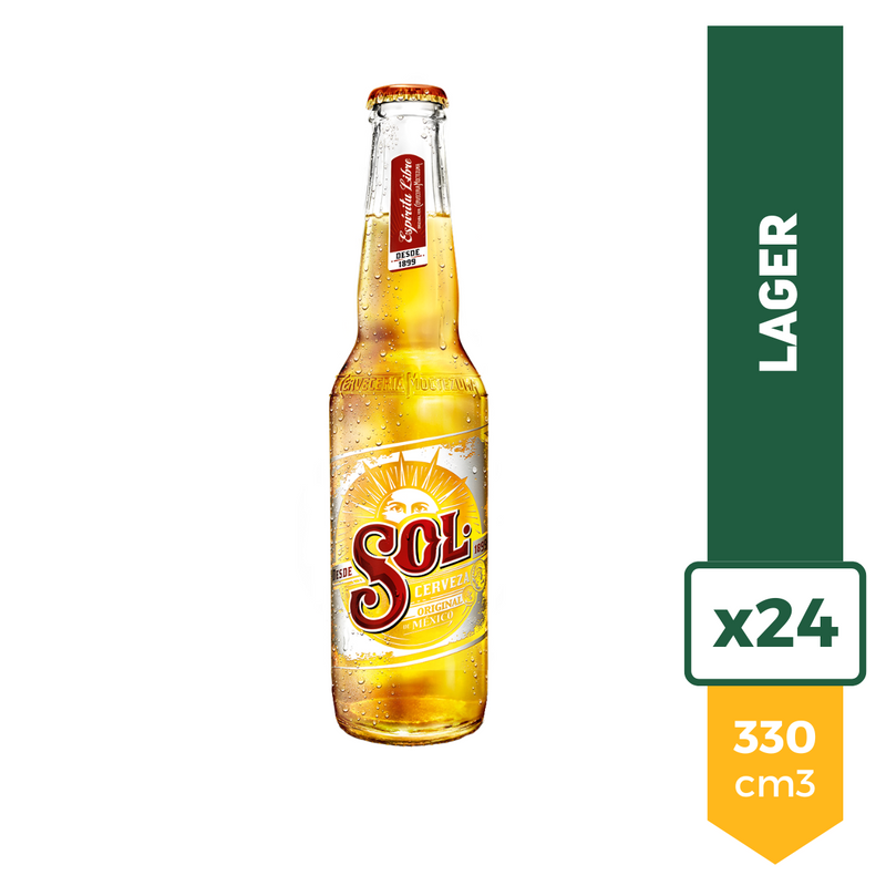 Pack X24 Cerveza Sol Rubia 330ml Porron
