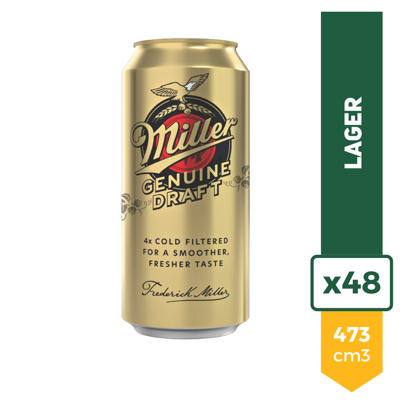Pack X48 Cerveza Miller Genuine Draft Lata 473ml