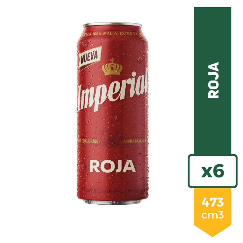 Pack X6 Cerveza Imperial Roja Lata 473ml