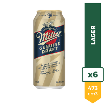Cerveza Miller Genuine Draft 473ml x6