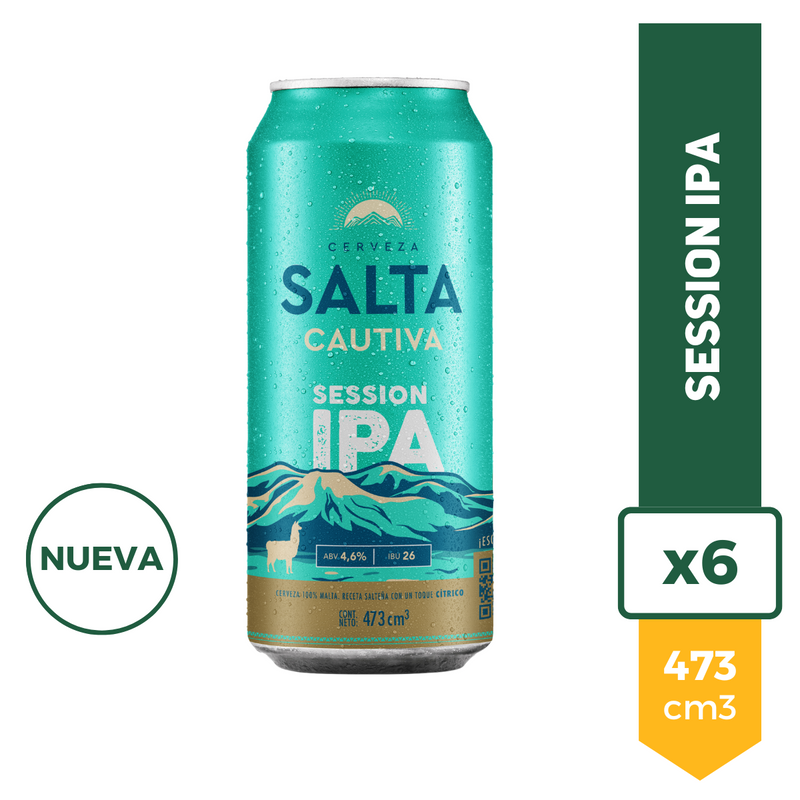 Pack X6 Cerveza Salta Cautiva Session IPA Lata 473ml