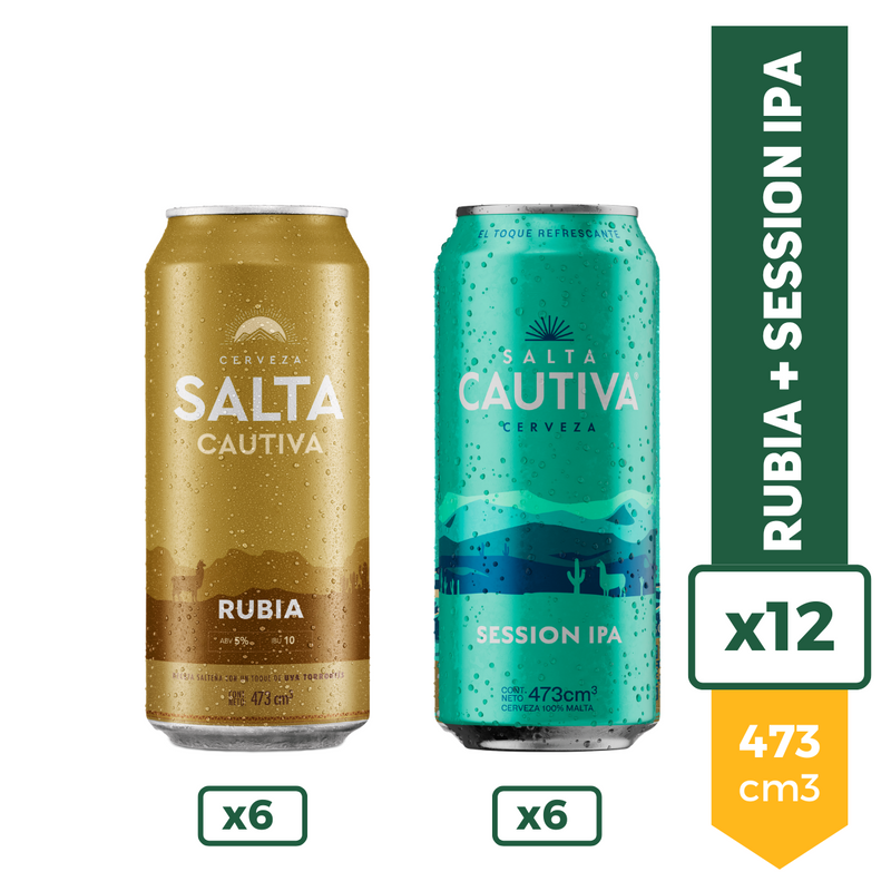 Salta Cautiva Rubia 473ml x6 +  Salta Cautiva Session IPA 473ml x6