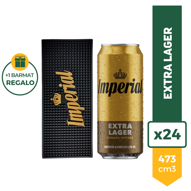 Cerveza Imperial Lager 473ml x24 + Barmat