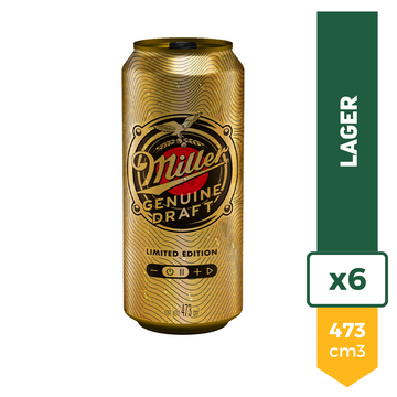 Cerveza Miller Genuine Draft 473ml x6