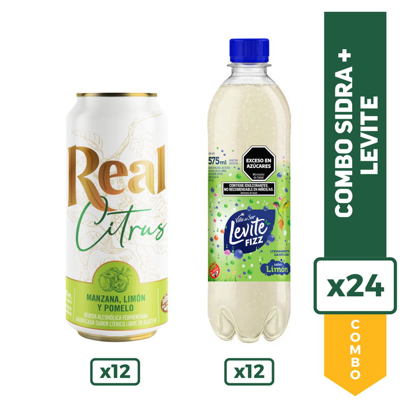 Real Citrus Lata 473ml x12 + Levite Fizz Limón 575ml x12