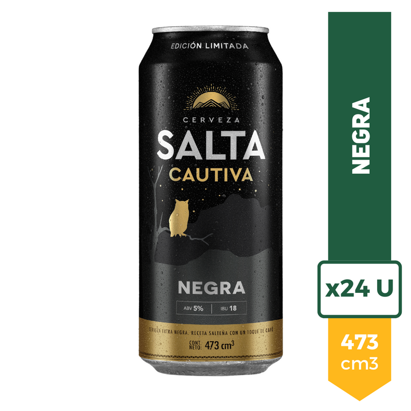 Pack X24 Cerveza Salta Cautiva Negra Lata 473ml