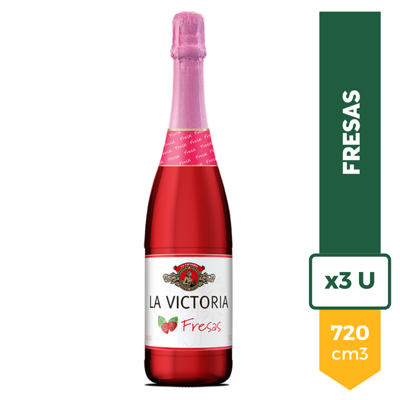 Pack X3 Sidra La Victoria Fresas Botella 720ml